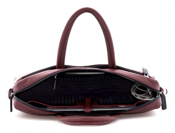 leather laptop bag burgundy inside