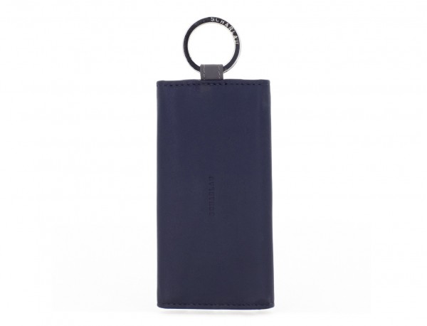 leather key holder wallet blue front