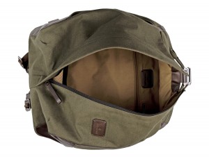 Sack backpack in canvas and leather open