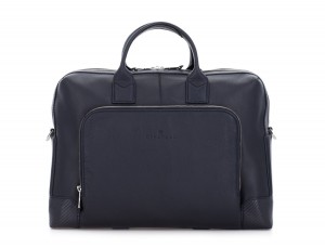 Leather briefbag in blue front